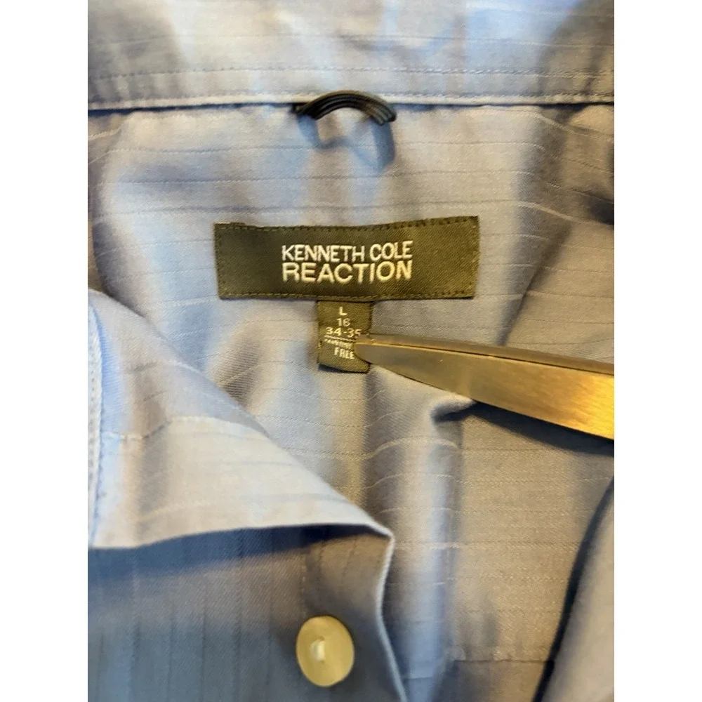 Kenneth Cole Reaction Men's Long Sleeve Button Down Shirt Size Large Blue